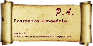 Prazsenka Annamária névjegykártya